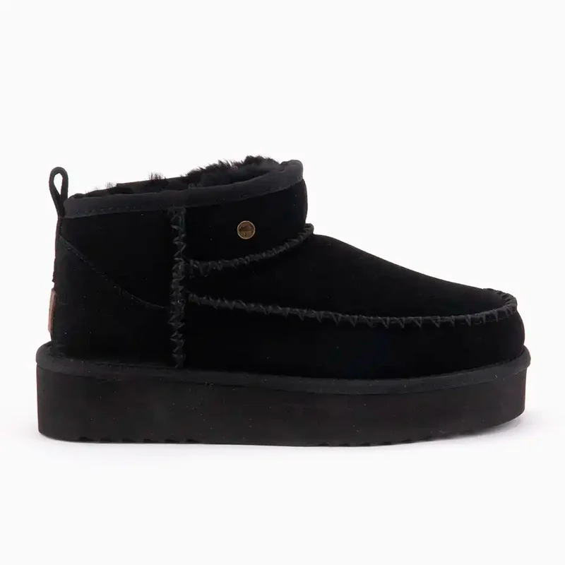 Durack Dames Suède Stitch Plateau Black