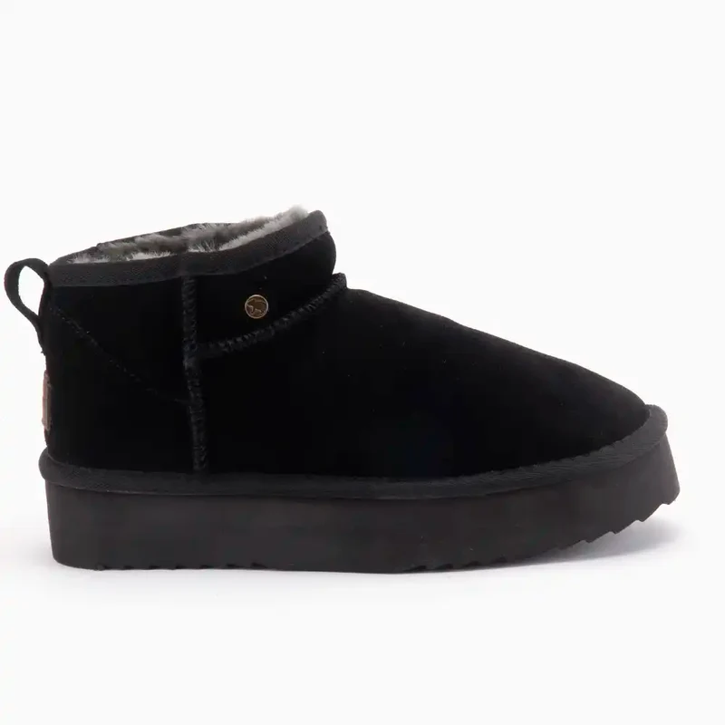 Durack Dames Suède Plateau Black Grey