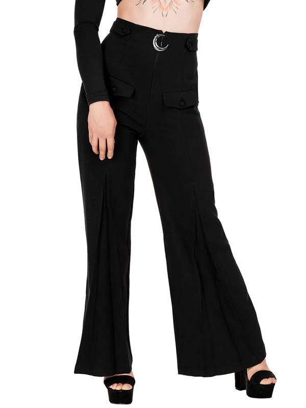 Loretta High-Waisted Trousers with Crease-Free Fabric and Elegant Flared Seams