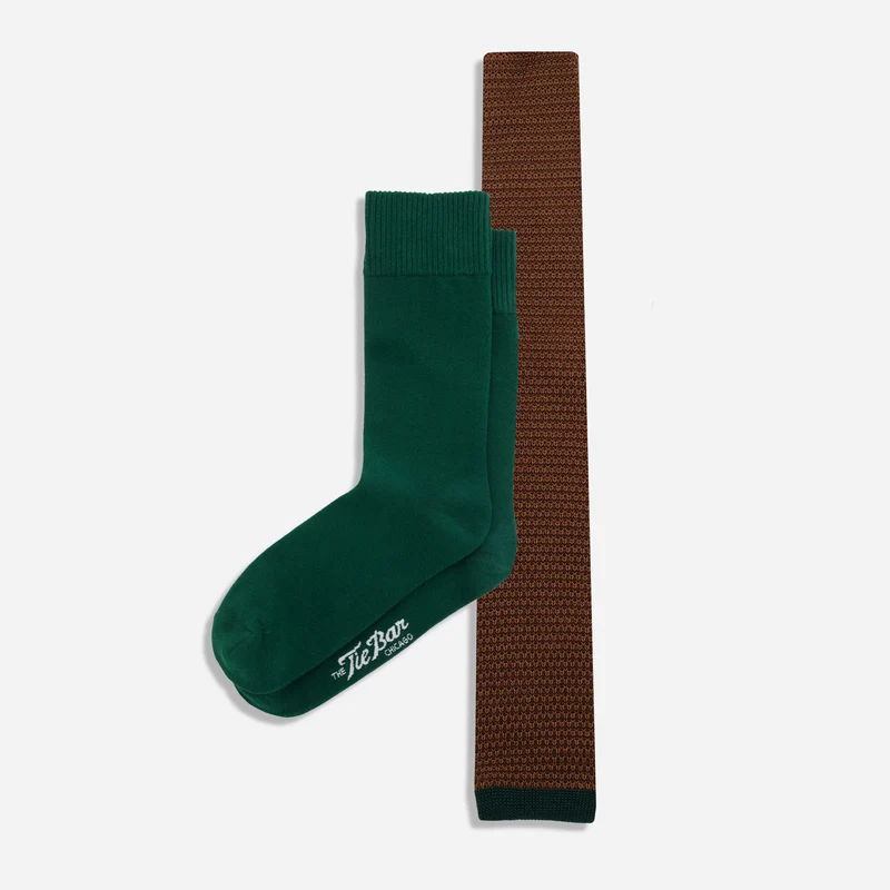 Tipped Knit Chocolate Brown Tie Set