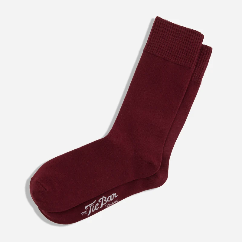 Kinzie Solid Burgundy Dress Socks