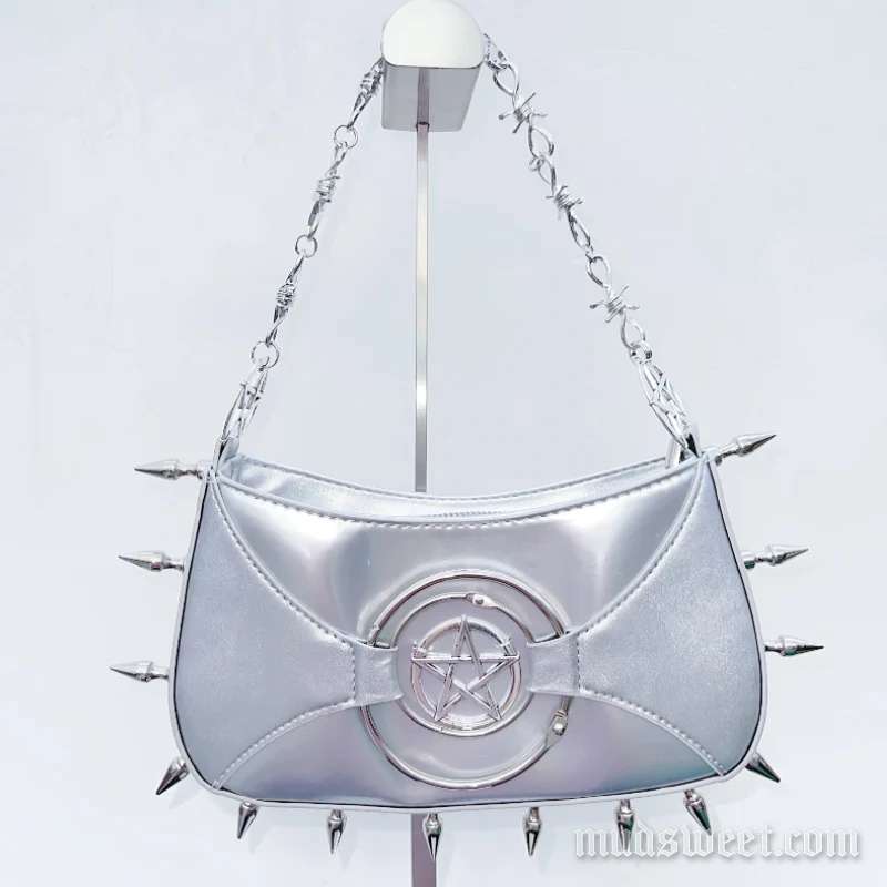Gotische metalen ketting met klinknagels en O-ring voor handtas
