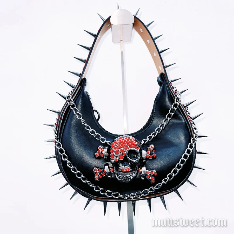 Gotische metalen ketting doodskop onderarmtas