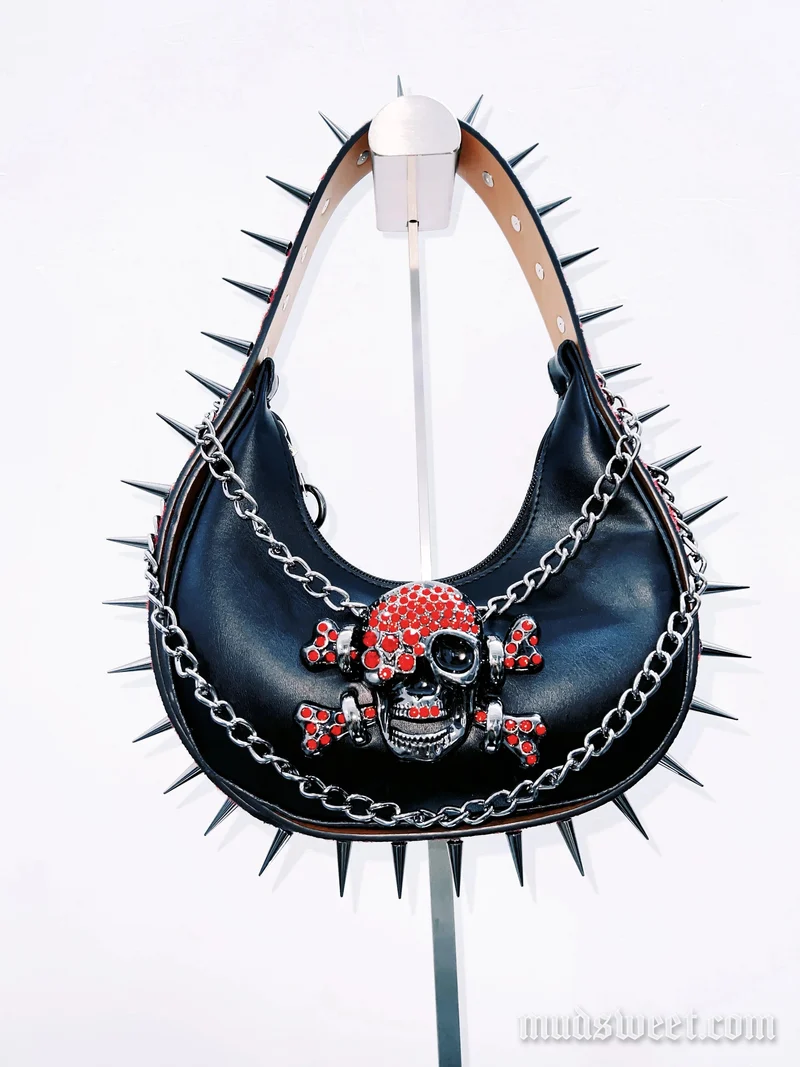Gotische metalen ketting doodskop onderarmtas