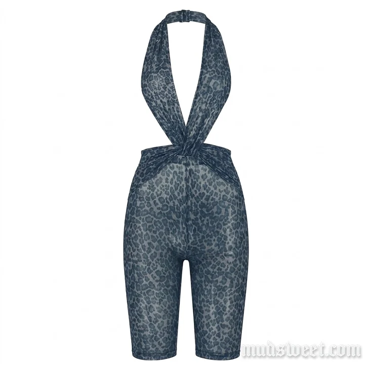 Goth leopard print mesh romper