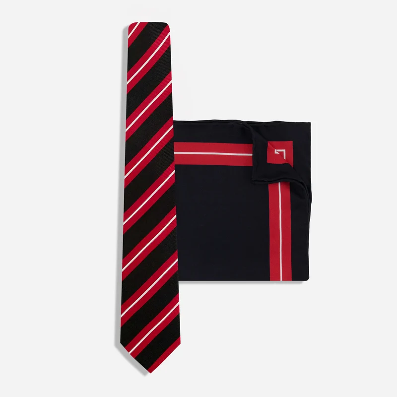 Alma Mater Heritage Verity Stripe Crimson Tie Set