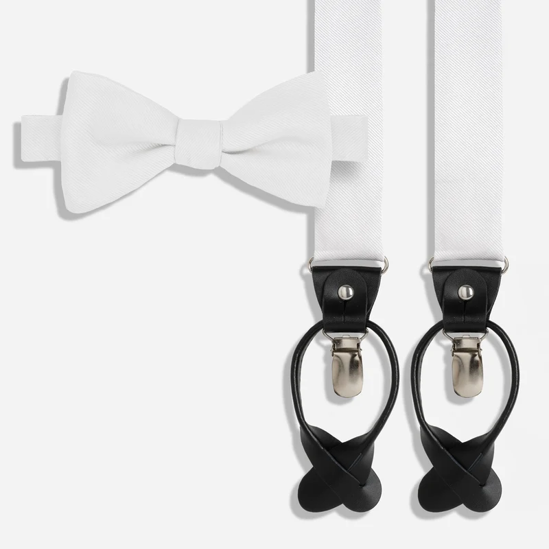 Grosgrain White Bow Tie Set