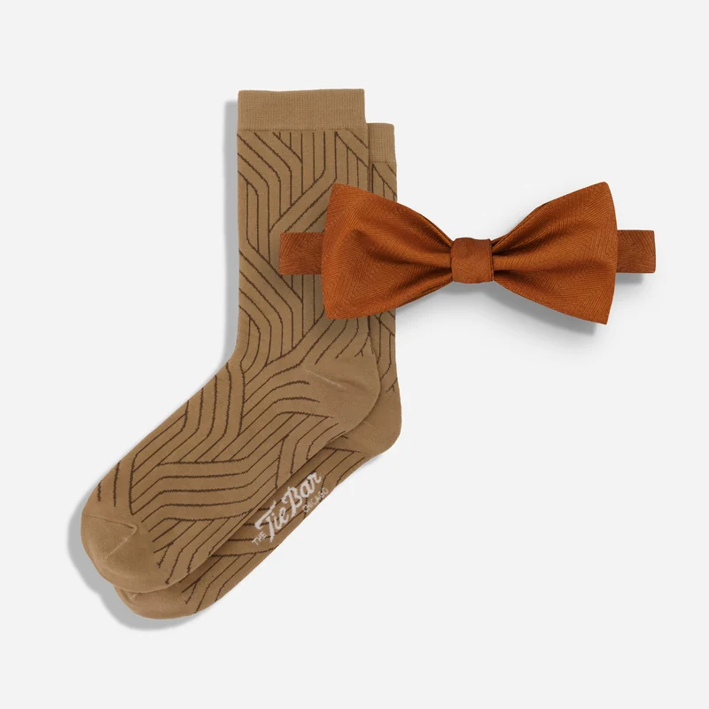 Herringbone Vow Copper Bow Tie Set