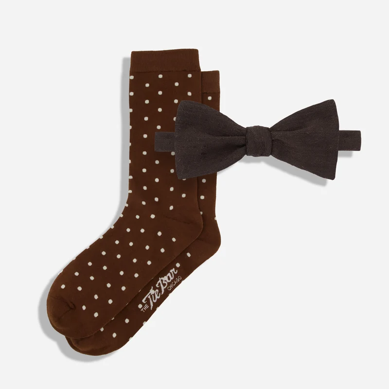 Como Solid Chocolate Brown Bow Tie Set