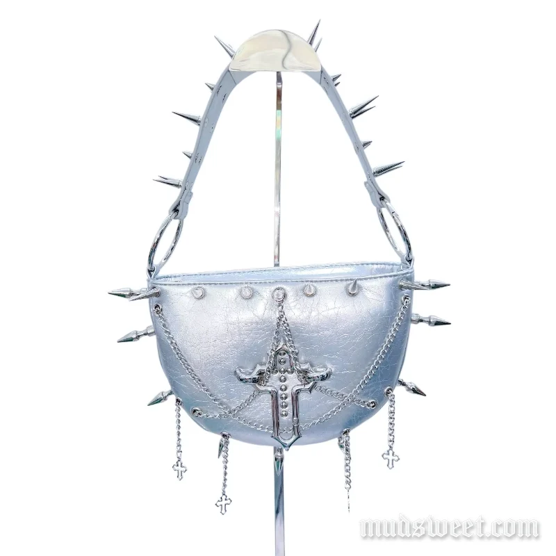 Gotische metalen ketting kruis applicatie okseltas
