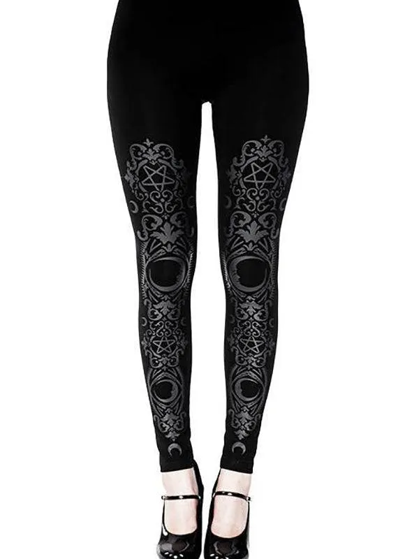 Restyle Black Baroque Leggings Size S - Soft Cotton, Breathable and Comfortable Fit