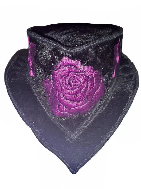Velvet Mini Hat with Hand-Embroidered Roses - Chic Hair Clip Accessory for Any Occasion