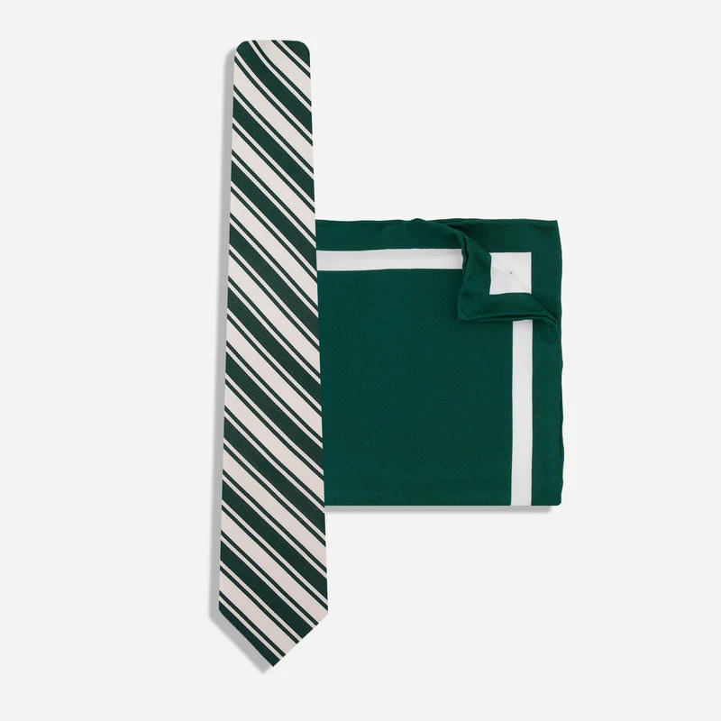 Alma Mater Heritage Izzo Repp Stripe Green Tie Set