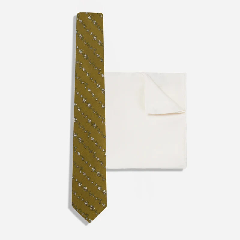 Climbing Vines Dark Khaki Tie Set