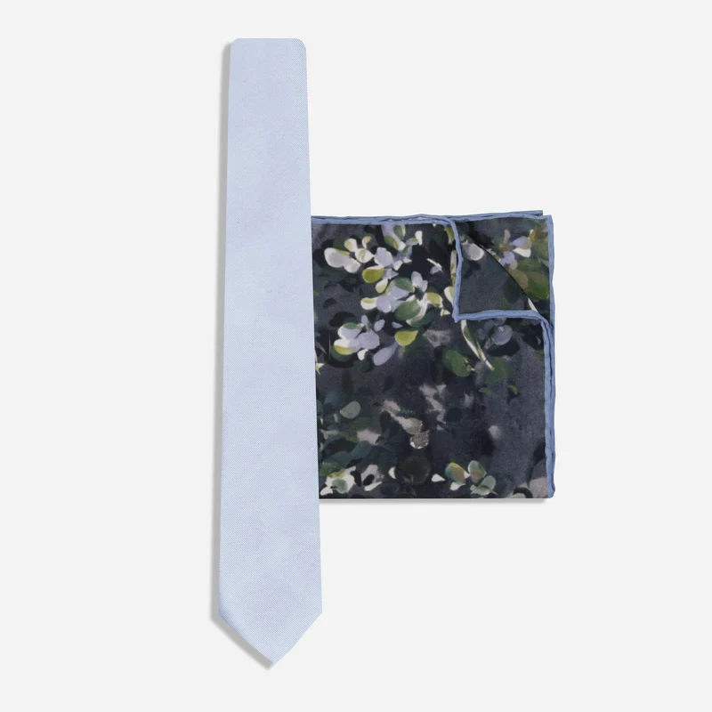 Grosgrain Solid Boxwood Floral Tie Set