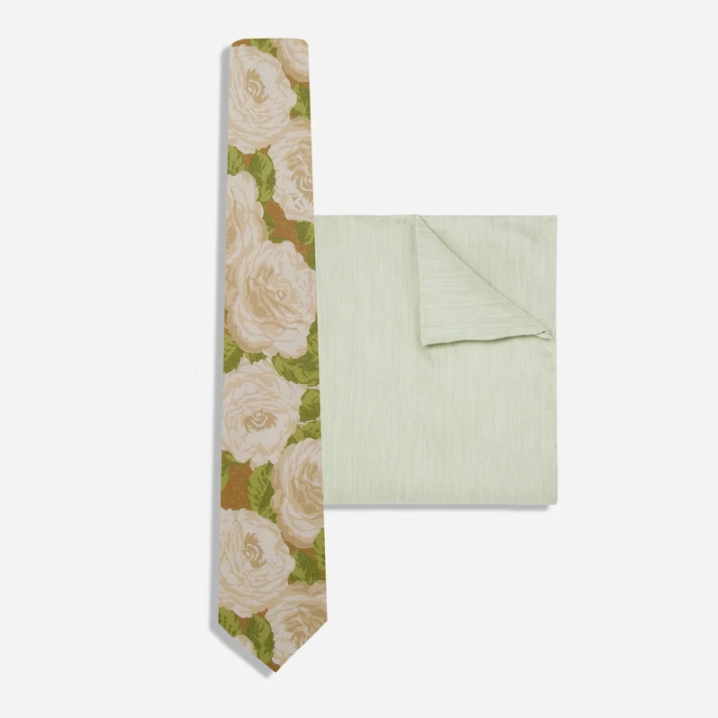 Pressed Rose Ivory Tie Set