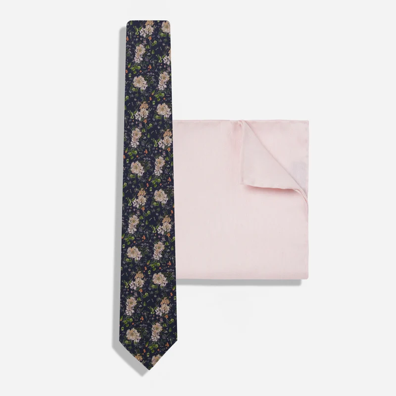 Kelly Ventura Peony Garden Twilight Blue Tie Set