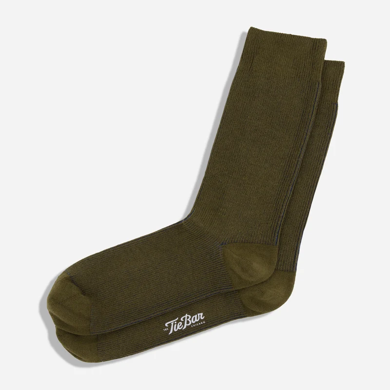The Pima Rib Moss Green Socks