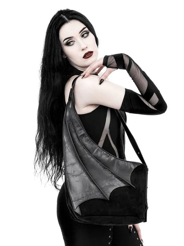 Gothic Handbag With 3D Bat Wings – Durable Faux Leather Design, Unique and Stylish