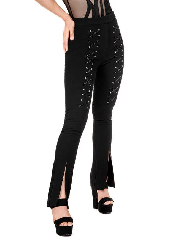 Laced Trousers With Decorative Corset Lace-Up - Perfect Fit With 95% Cotton Blend
