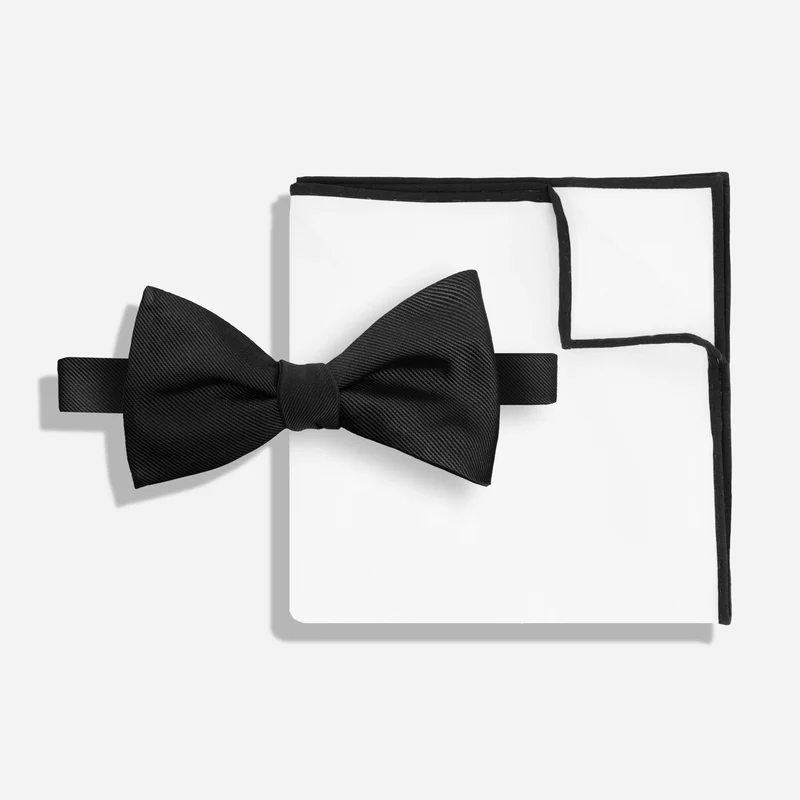 Modern Black Bow Tie Set