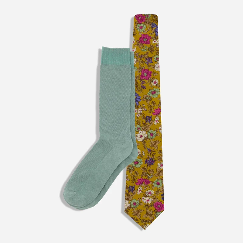 Cordoroy Fleurwood Mustard Tie Set