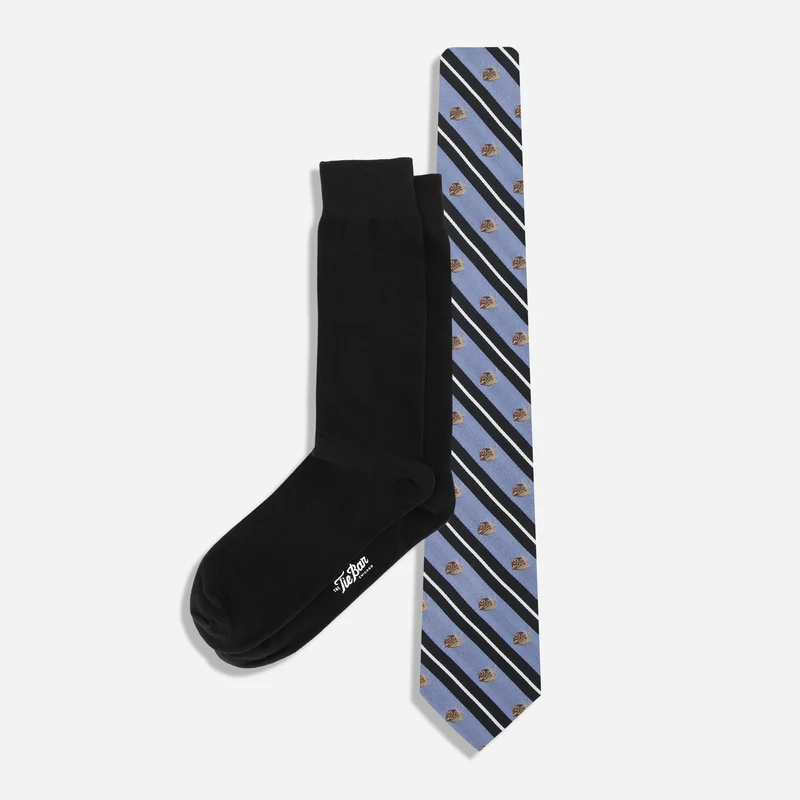 Snail Repp Stripe Light Blue Tie Set