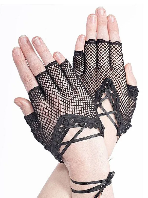 Queen of Darkness Fishnet Gloves for Rainy Days - Stylish Gothic Fashion Accessory