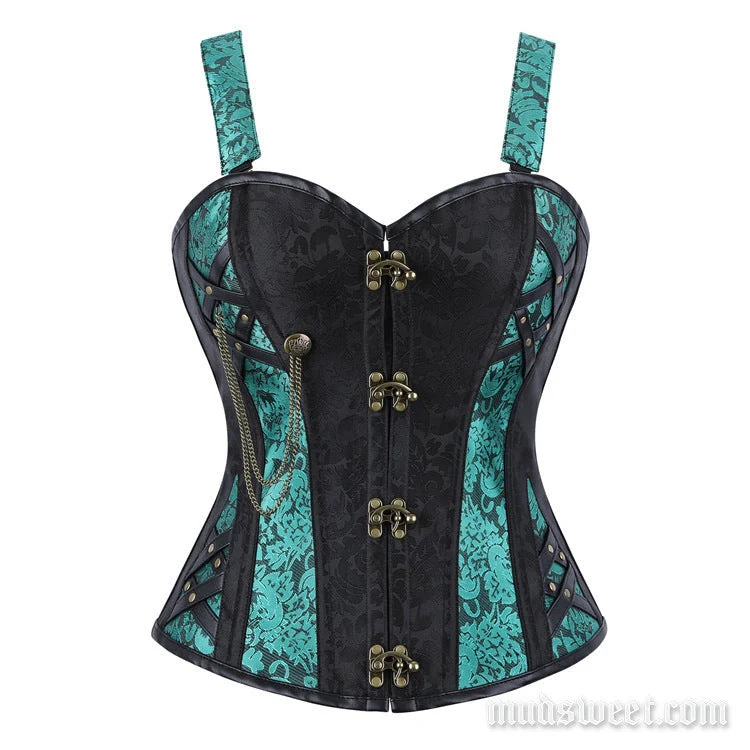 Goth metal chain self tie corset v neck cami top