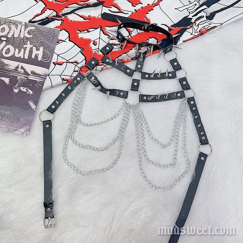 Halter metalen ketting o-ring klinknagel applicatie harnas top