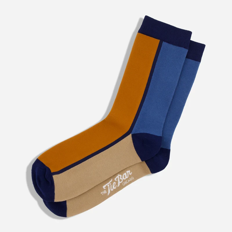 Retro Block Harvest Orange Dress Socks