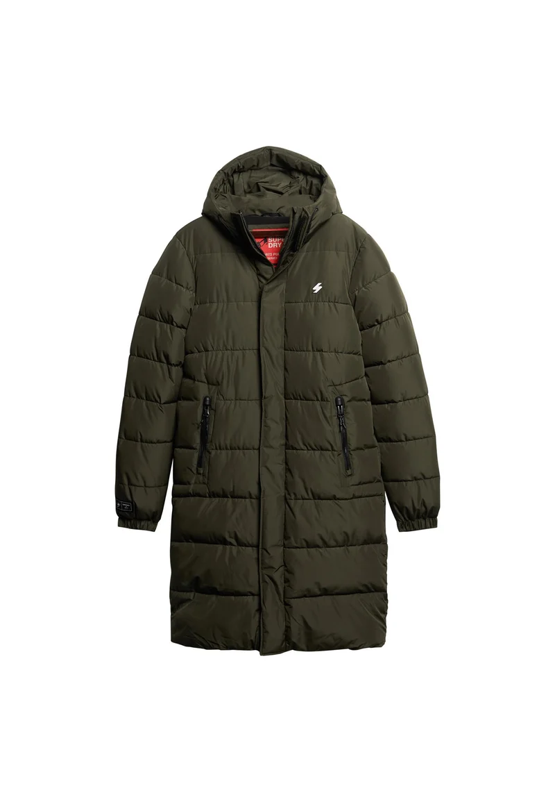 Hooded Longline Sports Puffer Jacket