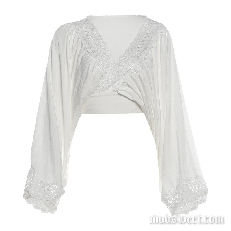 Gotische crop top met ruches en uitsparingen