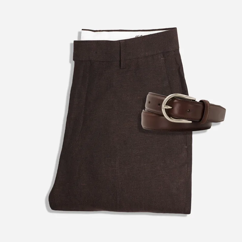The Lakeshore Linen Chocolate Brown Suit and Belt