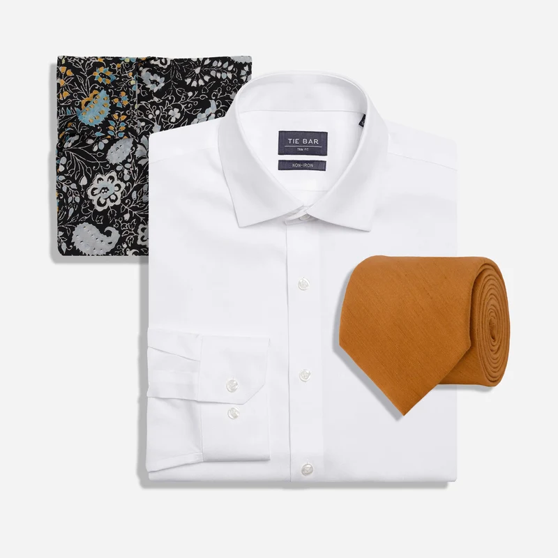 Linen Row Garden Copper Dress Shirt and Accessories Set