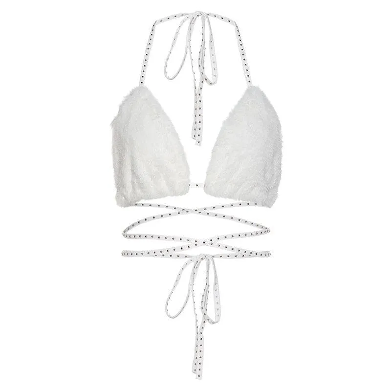 Top met halter en strikbandjes, y2k 90s Revival Techno Fashion