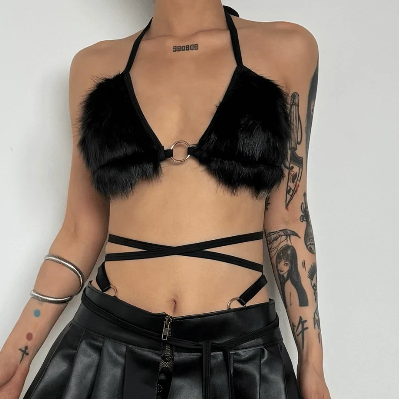 Harige bh-top y2k 90s Revival Techno Fashion