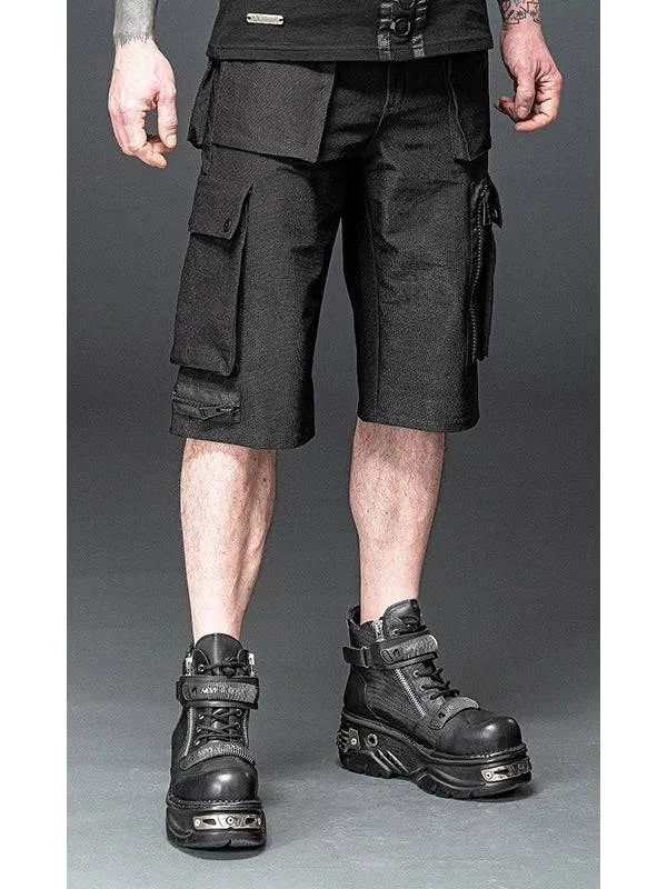 Korte Commando Trousers with Rings, Zippers, and Pockets - 90% Polyester, 10% Elastane