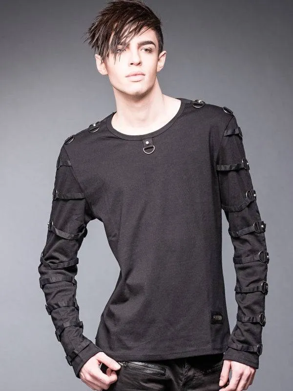 Cotton Top With Straps And Metal Rings - Queen Of Darkness Gothic Clothing