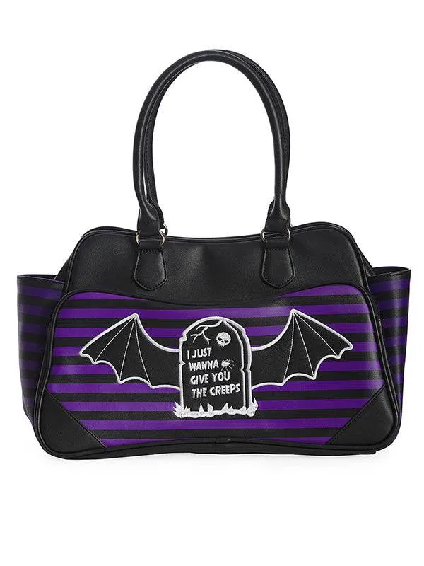 Banned Purple Faux Leather Bag with 3 Compartments and Removable Shoulder Strap