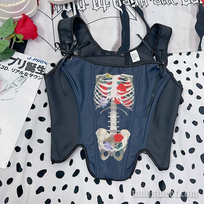 Gotische tanktop met zelfstrikkend skeletpatroon