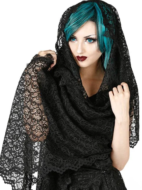 Black Lace Wrap with Satin Roses - Elegant and Mysterious Design for Stylish Looks