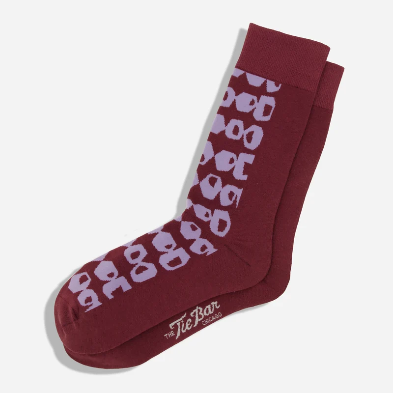 Lotta Jansdotter x The Tie Bar Collage Burgundy Dress Socks