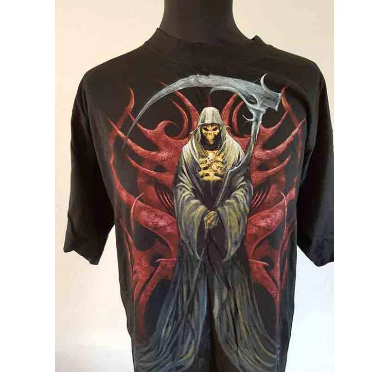 Reaper Tribal T-Shirt - Black Front and Back Print - Size Large from Spiral Direct Clothing