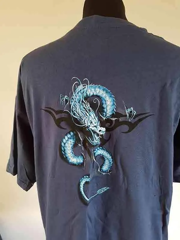 XL Tribal Dragon T-Shirt - Unique Front and Back Dragon Print by Spiral Direct Clothing