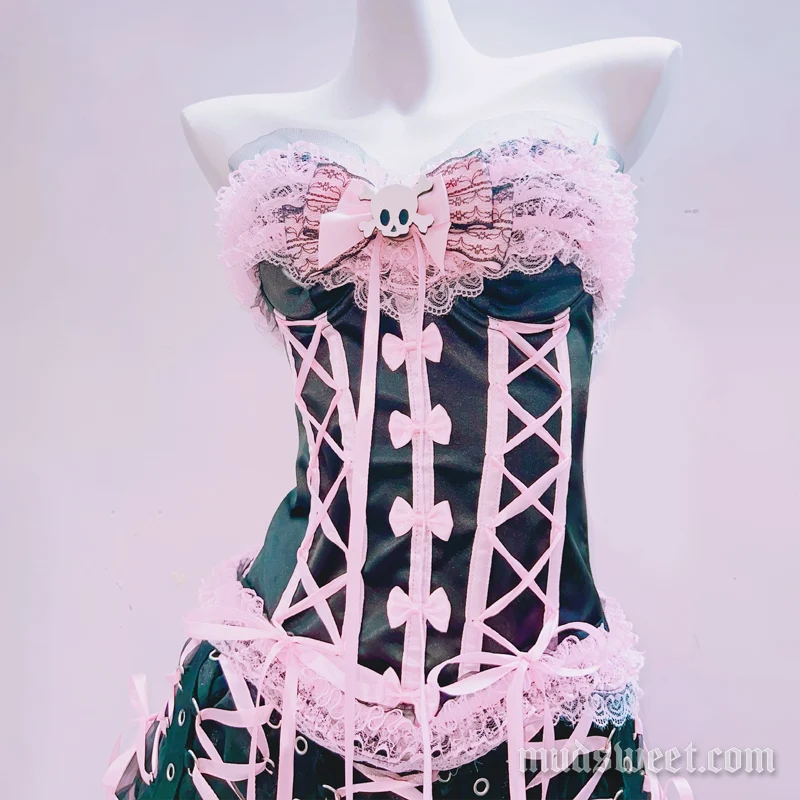 Fairycore tube top met strik en kanten zoom