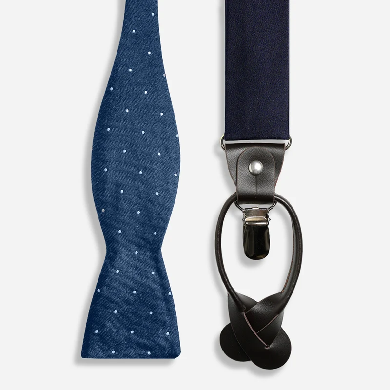 Bulletin Dot Navy Bow Tie Set