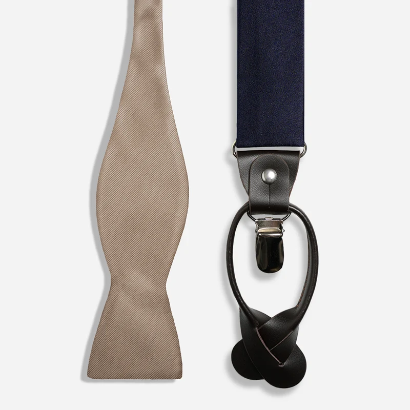 Grosgrain Champagne Bow Tie Set