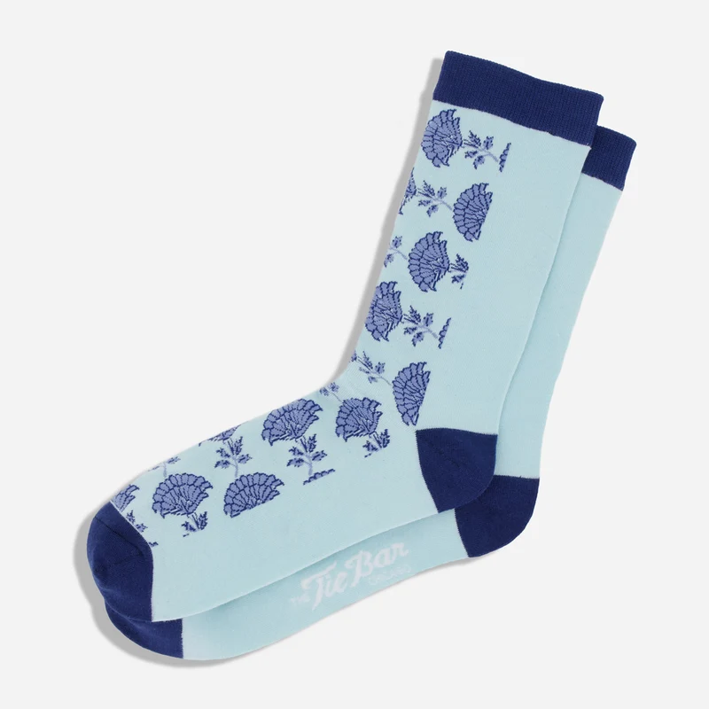 Indira Floral Light Blue Dress Socks