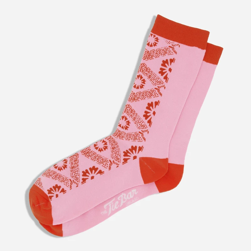 Sundari Geo Floral Pink Dress Socks